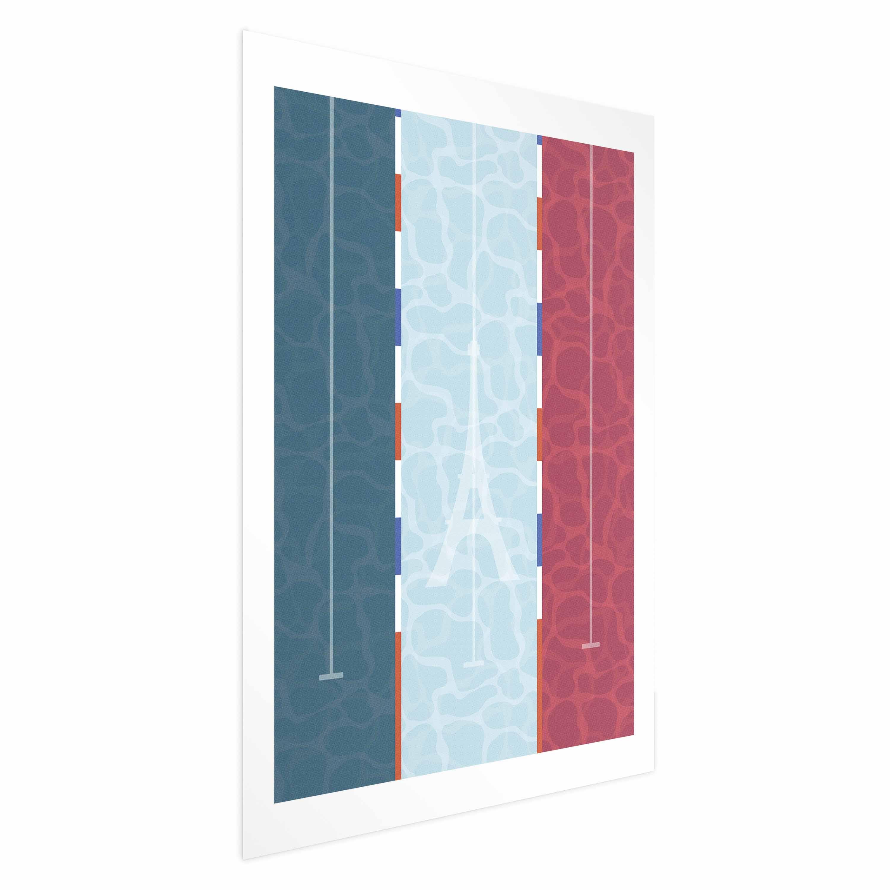 Plakat med pool og fransk flag - abstrakt vægplakat