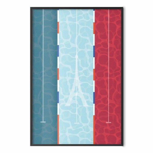 Plakat med pool og fransk flag - abstrakt vægplakat