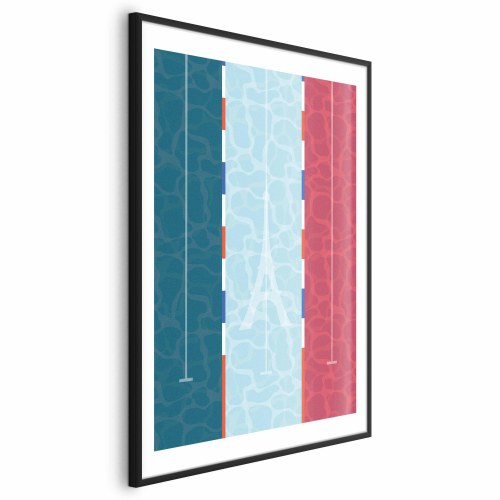 Plakat med pool og fransk flag - abstrakt vægplakat