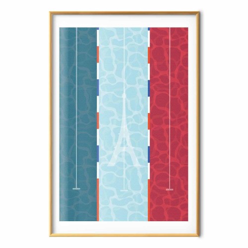 Plakat med pool og fransk flag - abstrakt vægplakat