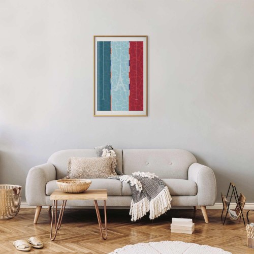 Plakat med pool og fransk flag - abstrakt vægplakat