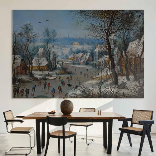Pieter Brueghel den Yngre XXL-billede på lærred - Vinterlege
