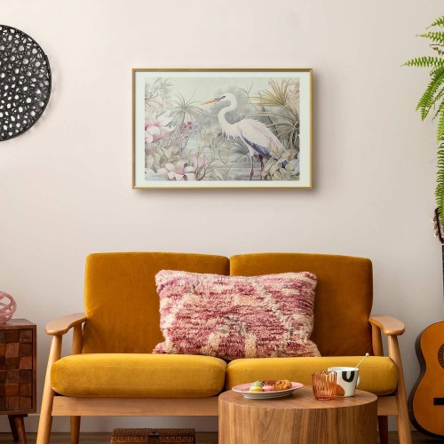 Plakat med hejre i dam - illustration i lyse farver