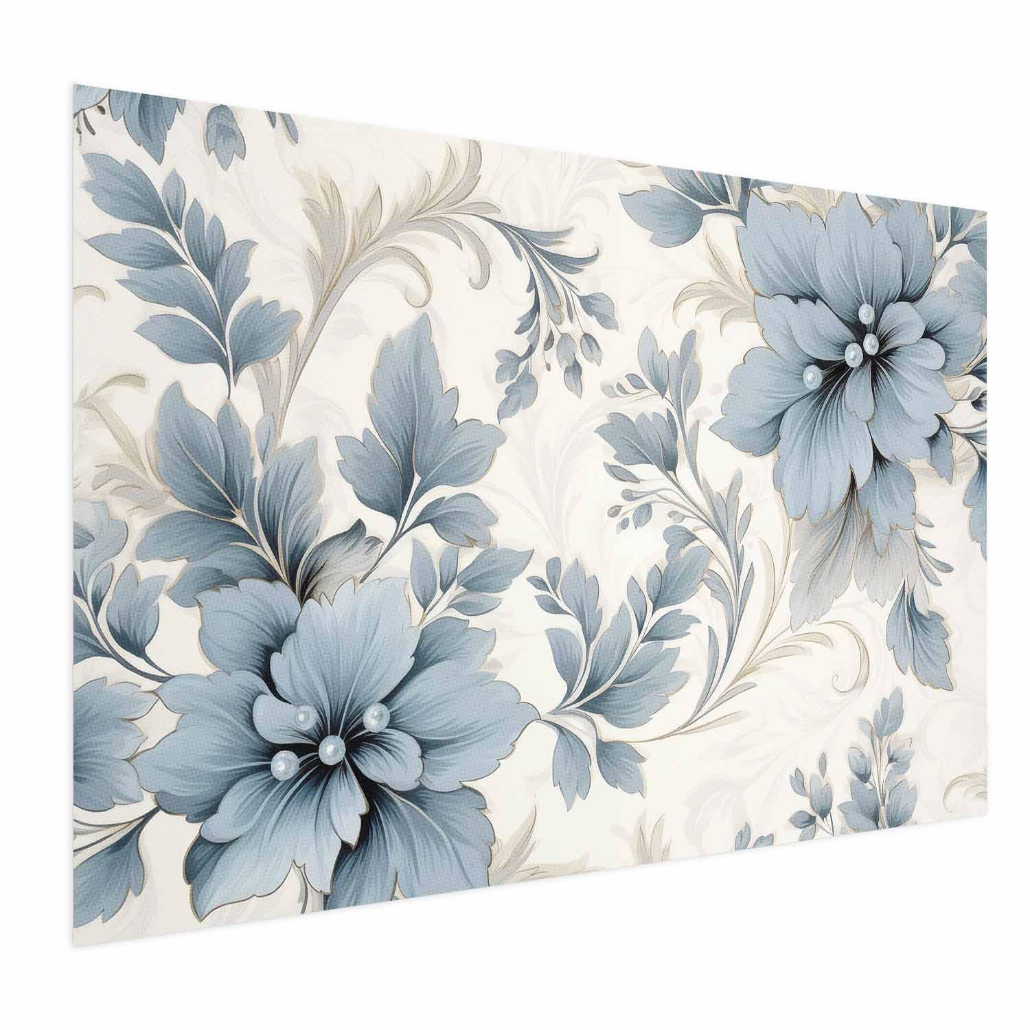Blomsterplakat med turkise ornamentale retroblomster