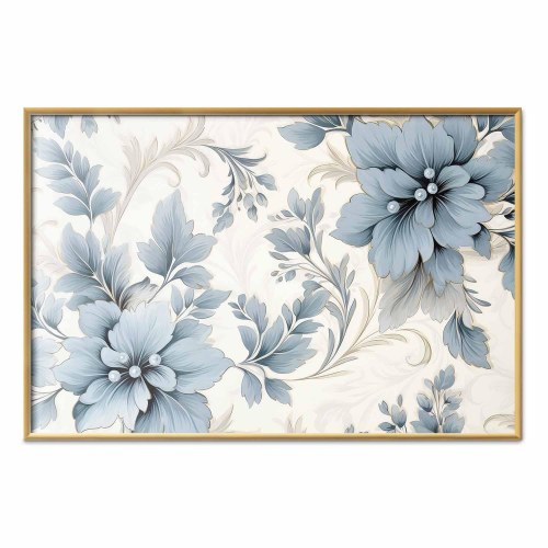 Blomsterplakat med turkise ornamentale retroblomster