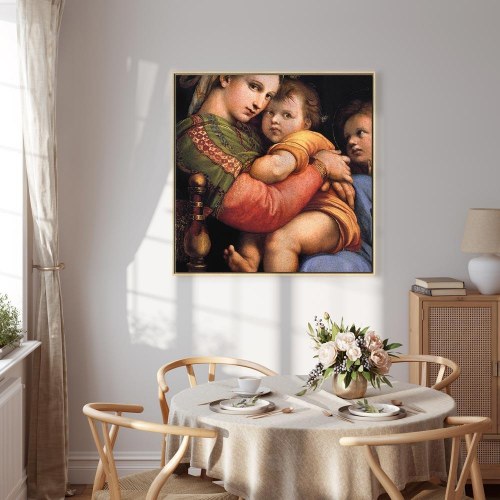 Rafael Santi Madonna på en stol - billede på lærred