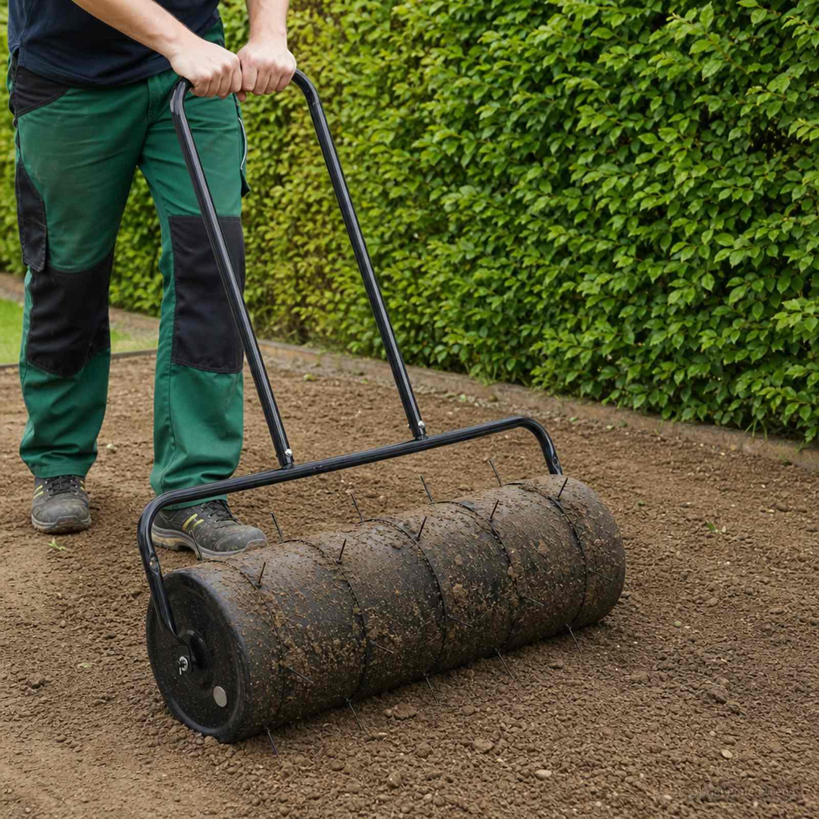 Have græsrulle med aerator-klemmer Ø 30 x 90 cm i stål