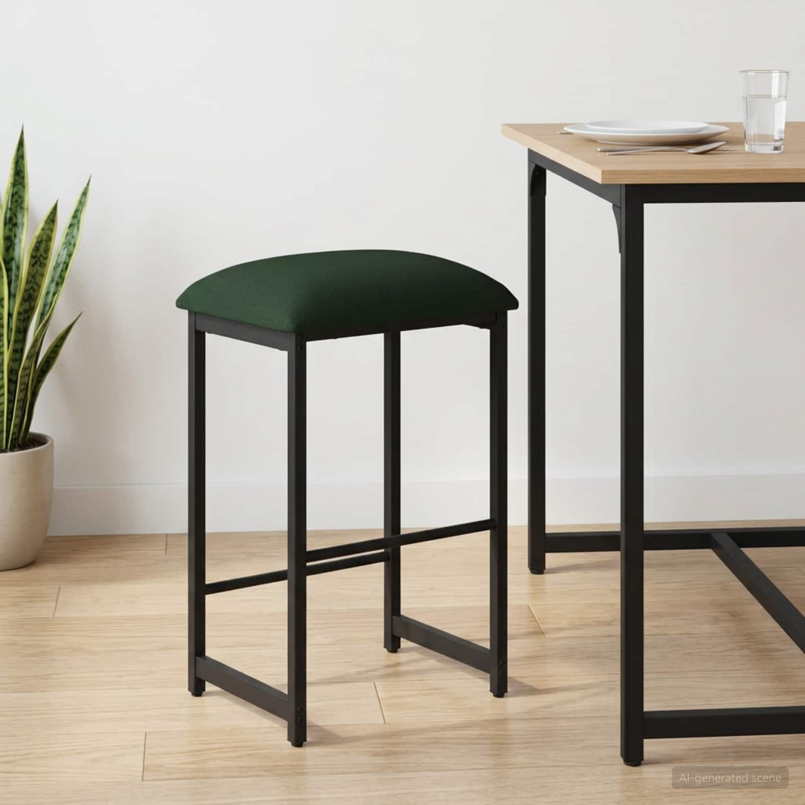 Barstol mørkegrøn 40 x 32 x 74 cm med fodstøtte billede