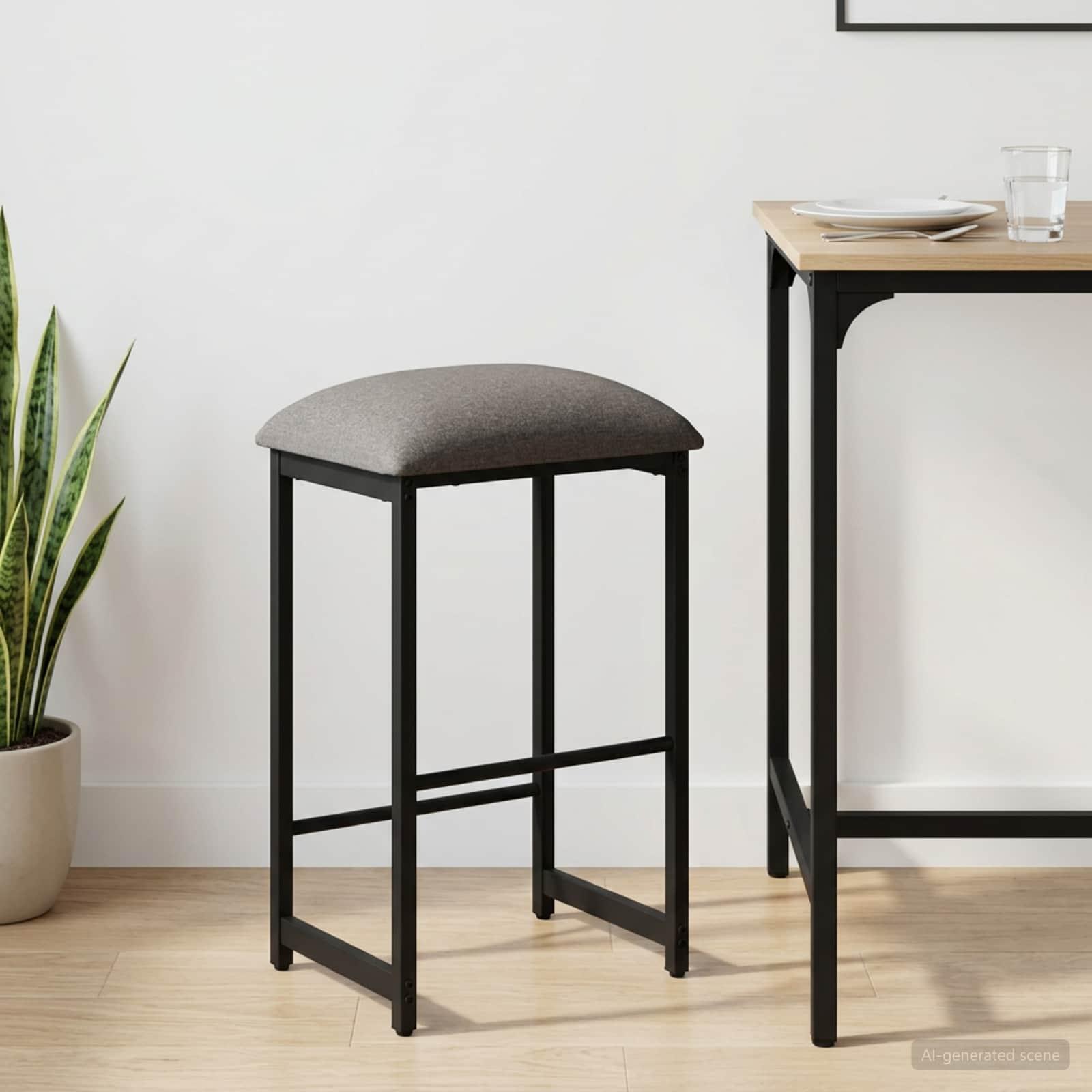 Barstol lysegrå 40 x 32 x 74 cm med sædepude