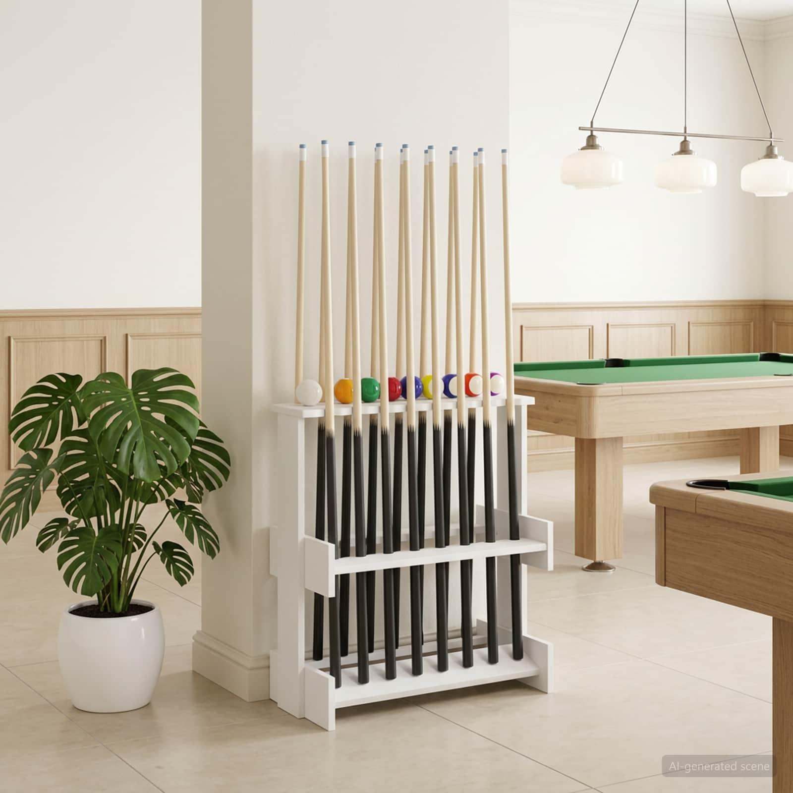 Billardkøholder i konstrueret træ 60 x 35 x 60 cm - hvid