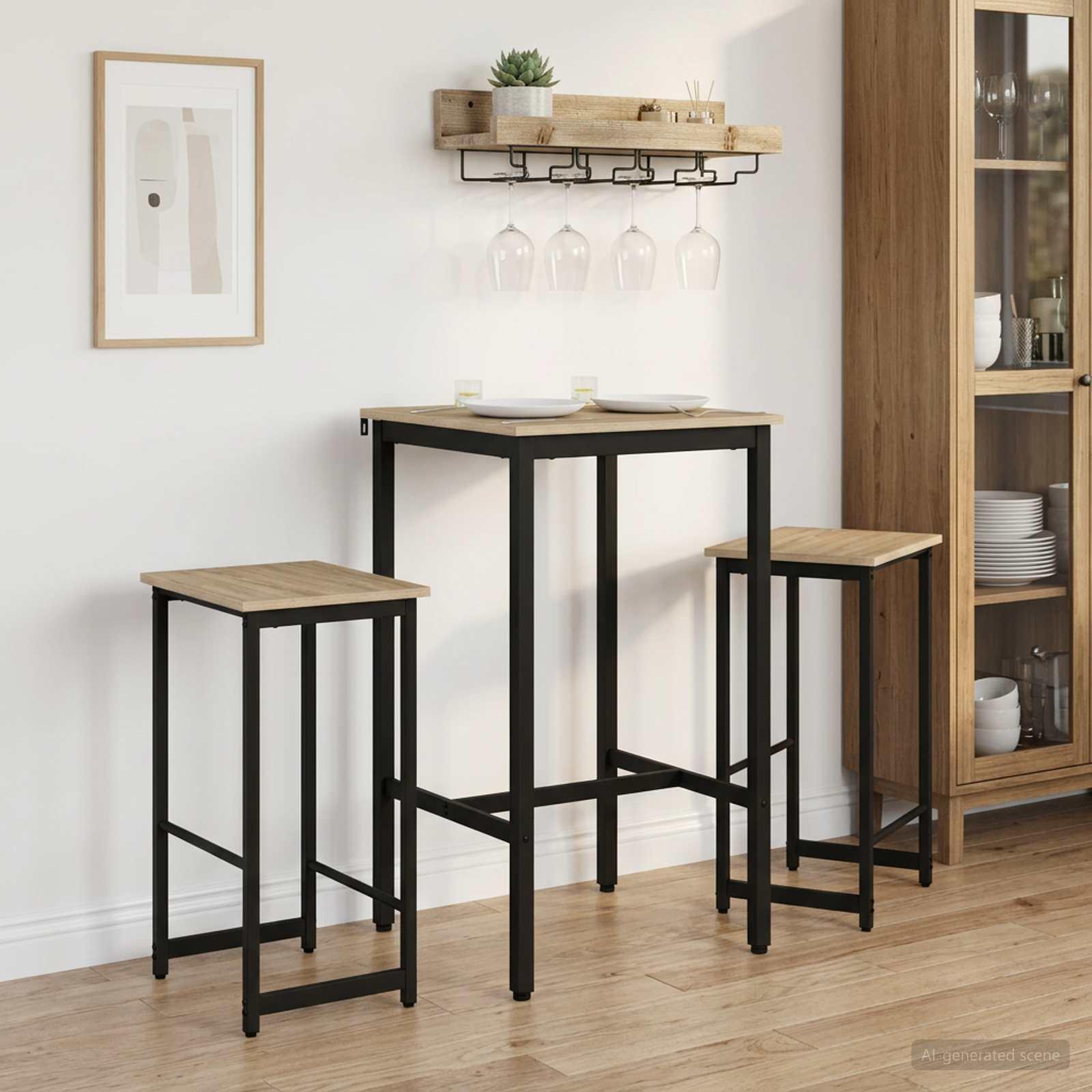 Barstole 2 stk. i sonoma-eg 40 x 32 x 74 cm med stålsramme