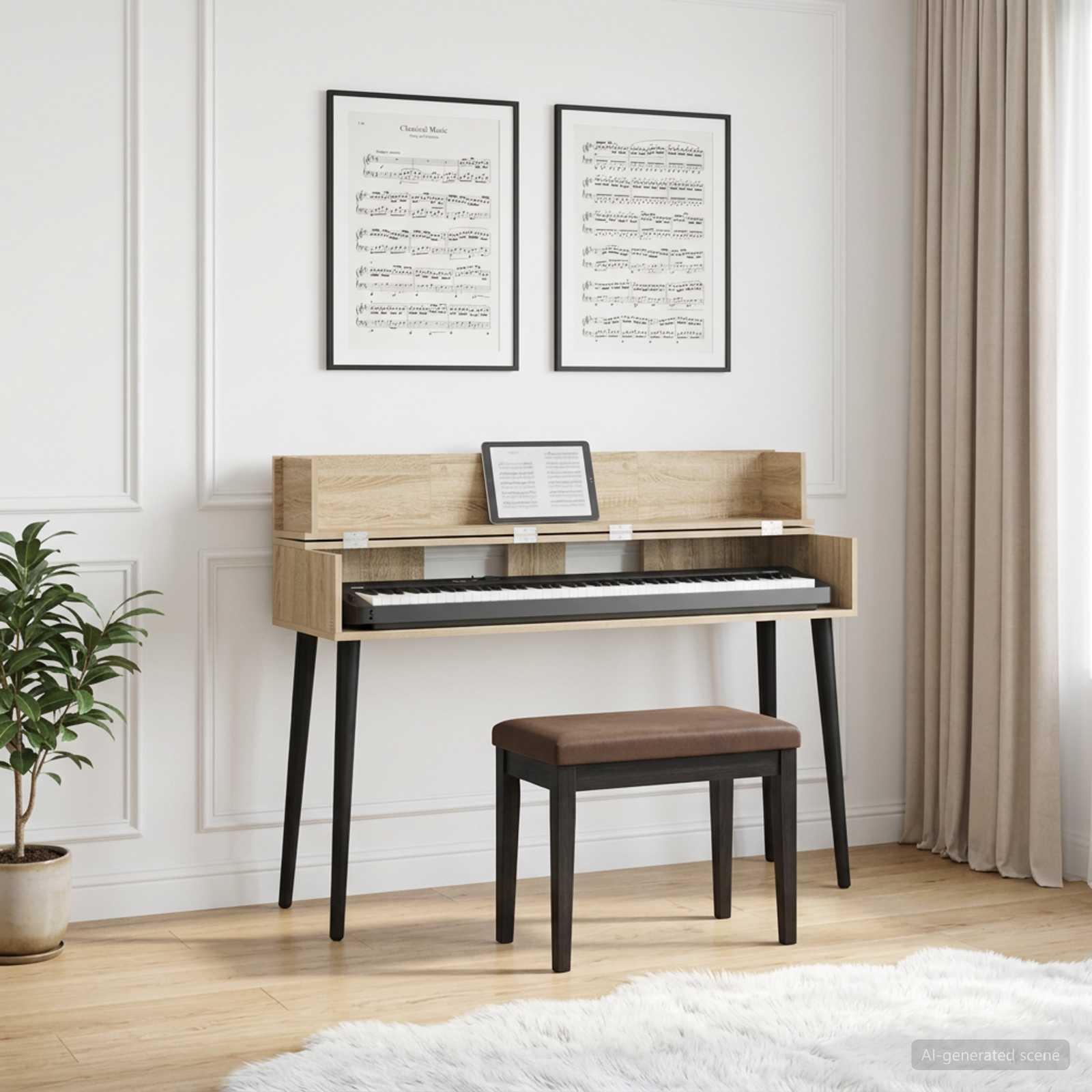 Studiobord i sonoma-eg 110 x 40 x 19,5 cm i konstrueret træ
