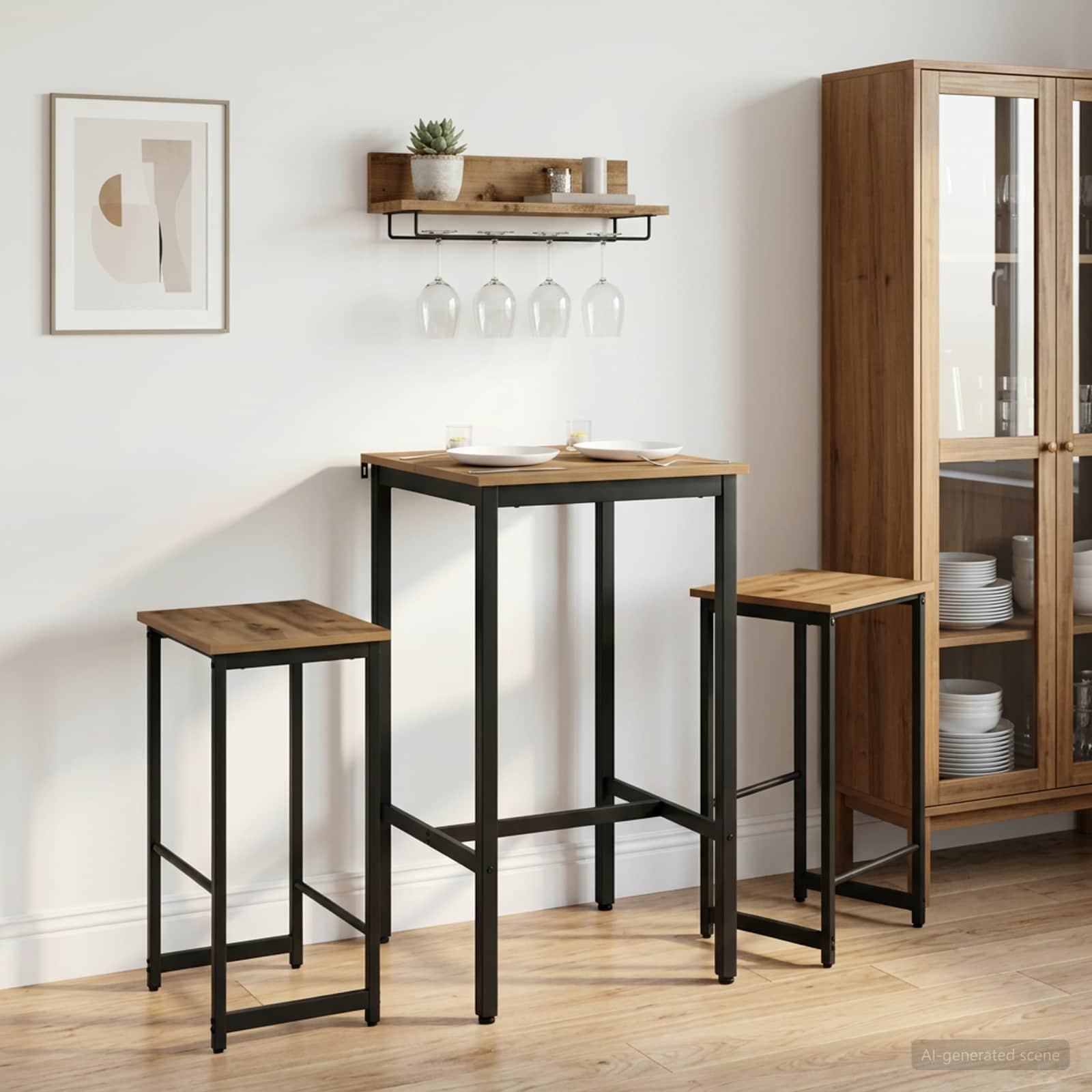 Barstole 2 stk. i artisan-eg 40 x 32 x 64 cm med stålramme