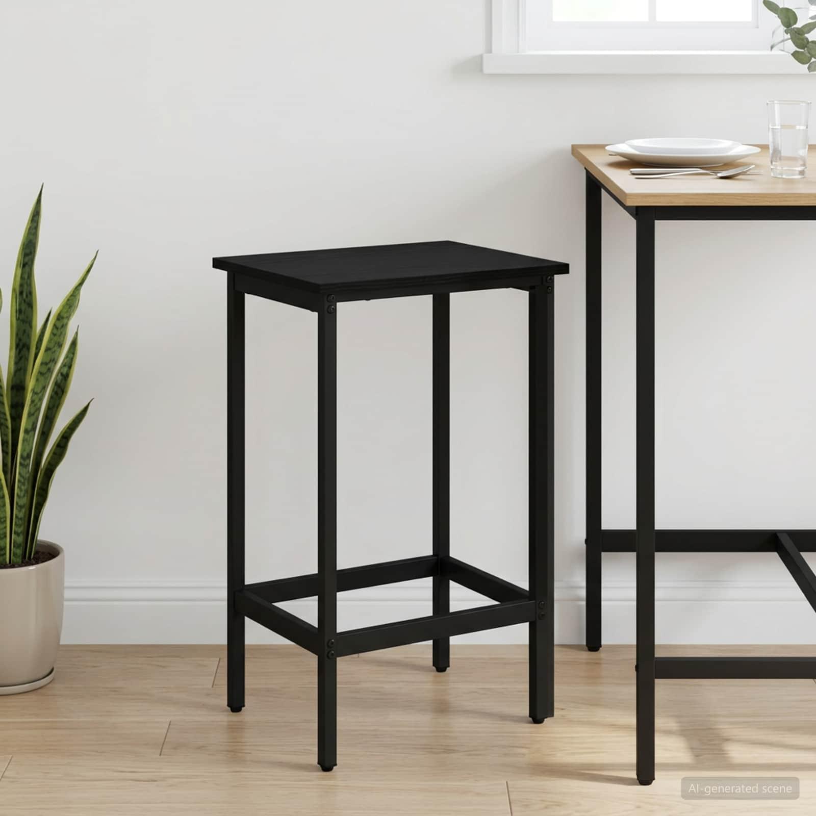 Barstol i sort eg 40 x 32 x 64 cm med fodstøtte