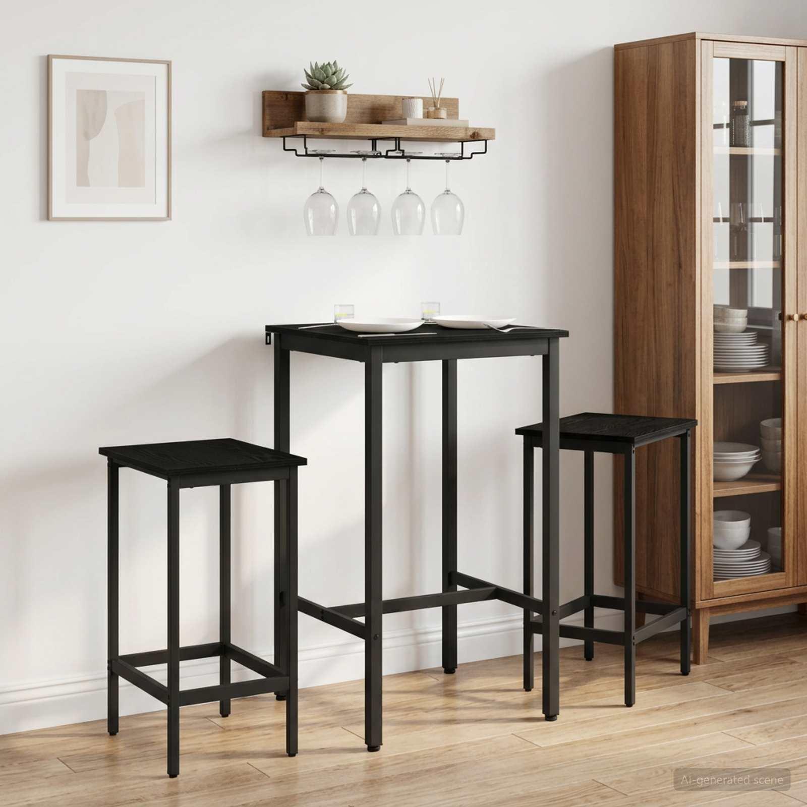 Barstole 2 stk. sort eg 40 x 32 x 74 cm i konstrueret træ