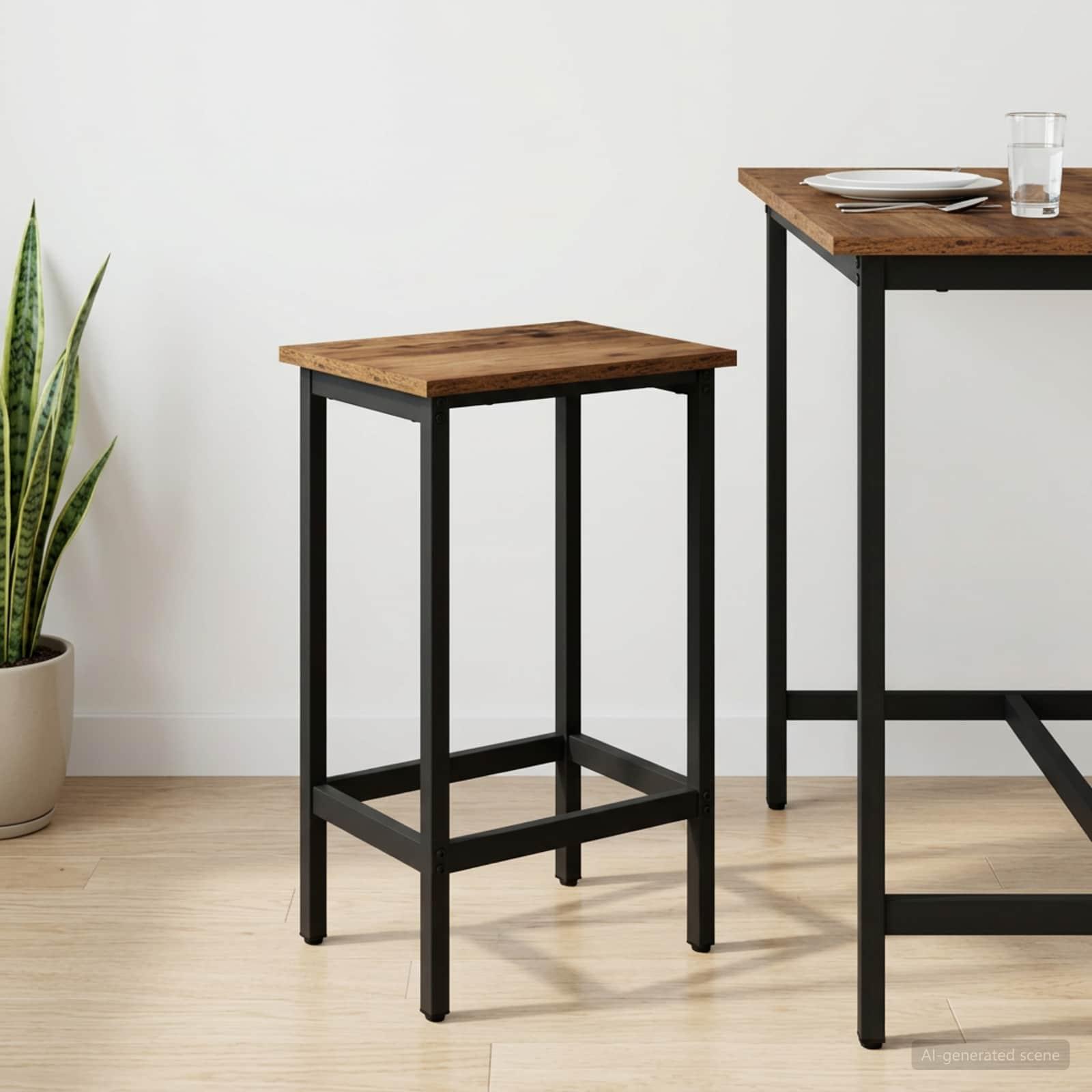 Barstol i gammelt træ 40 x 32 x 74 cm med metalramme