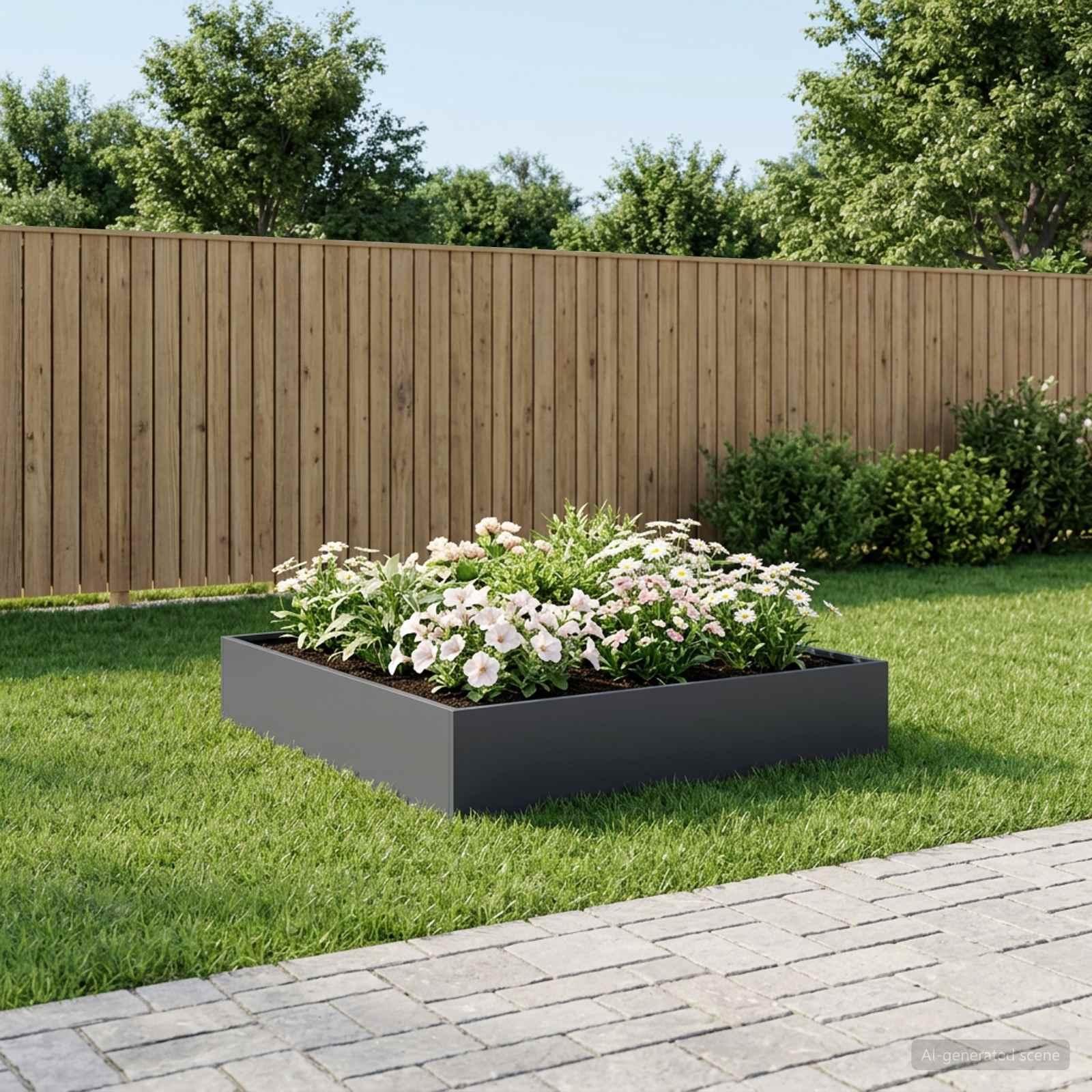 Have plantekasse antracit 80 x 80 x 20 cm i koldvalset stål