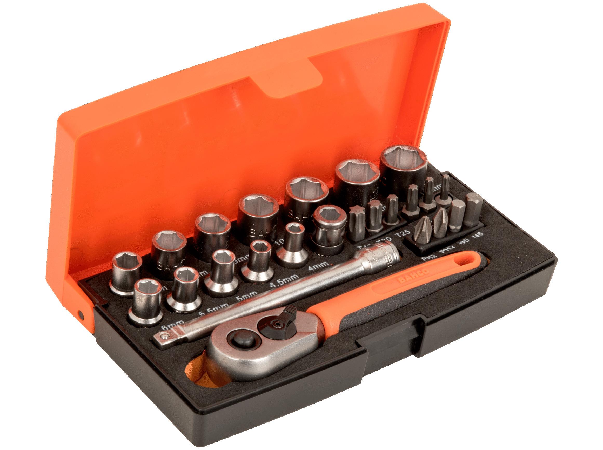 Bahco mini topnøglesæt 1/4" 25 dele 4-13 mm
