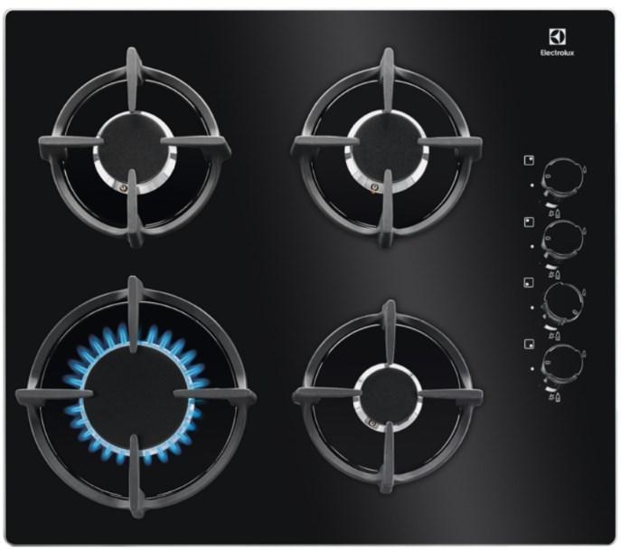 Gas kogeplade Electrolux EGG6407K - 59 cm, sort glas, 4 zoner