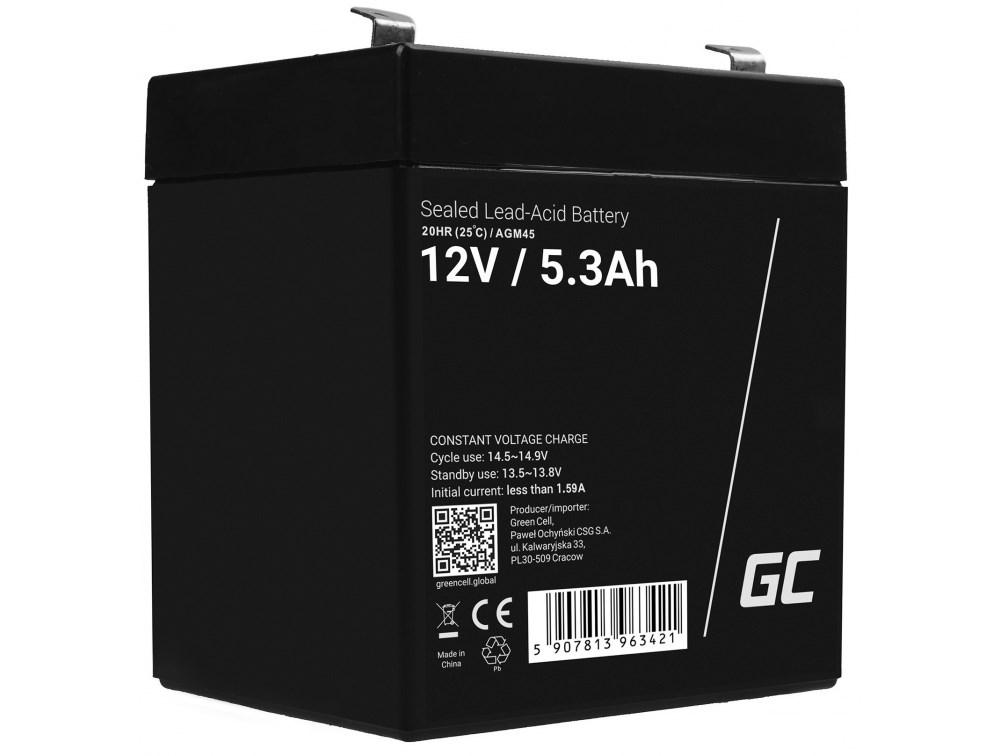Green Cell AGM45 UPS-batteri, forseglet blysyrebatteri (VRLA) 12 V - sort