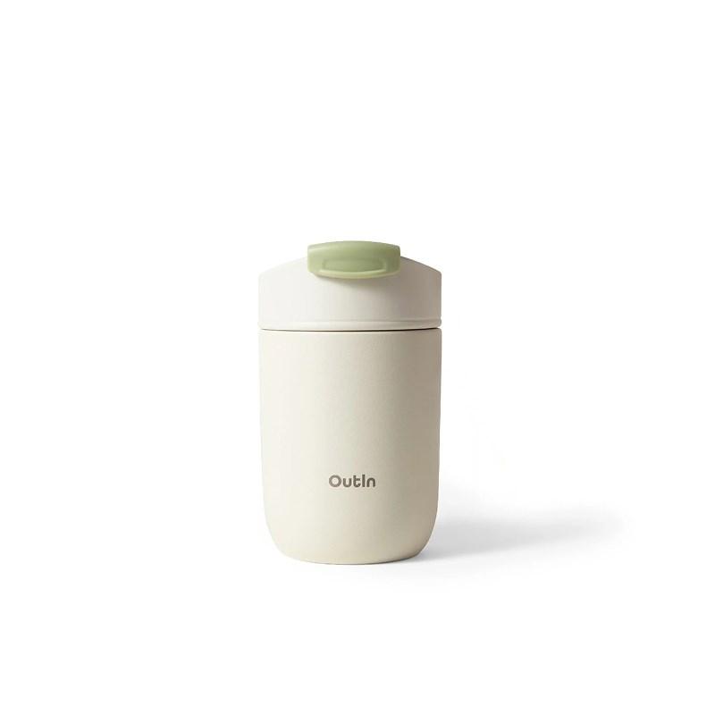 Outin OT-TUM-01-SW rejsekrus 350 ml - Sand med dobbeltvæg og rustfrit stål indvendigt