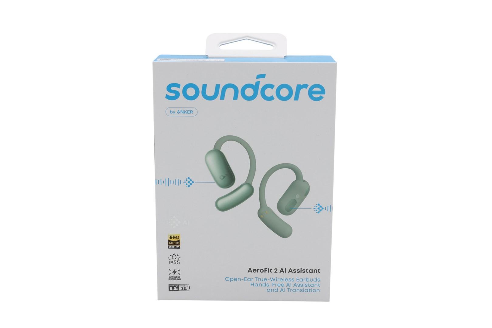 Soundcore AeroFit 2 AI grønne trådløse open-ear høretelefoner