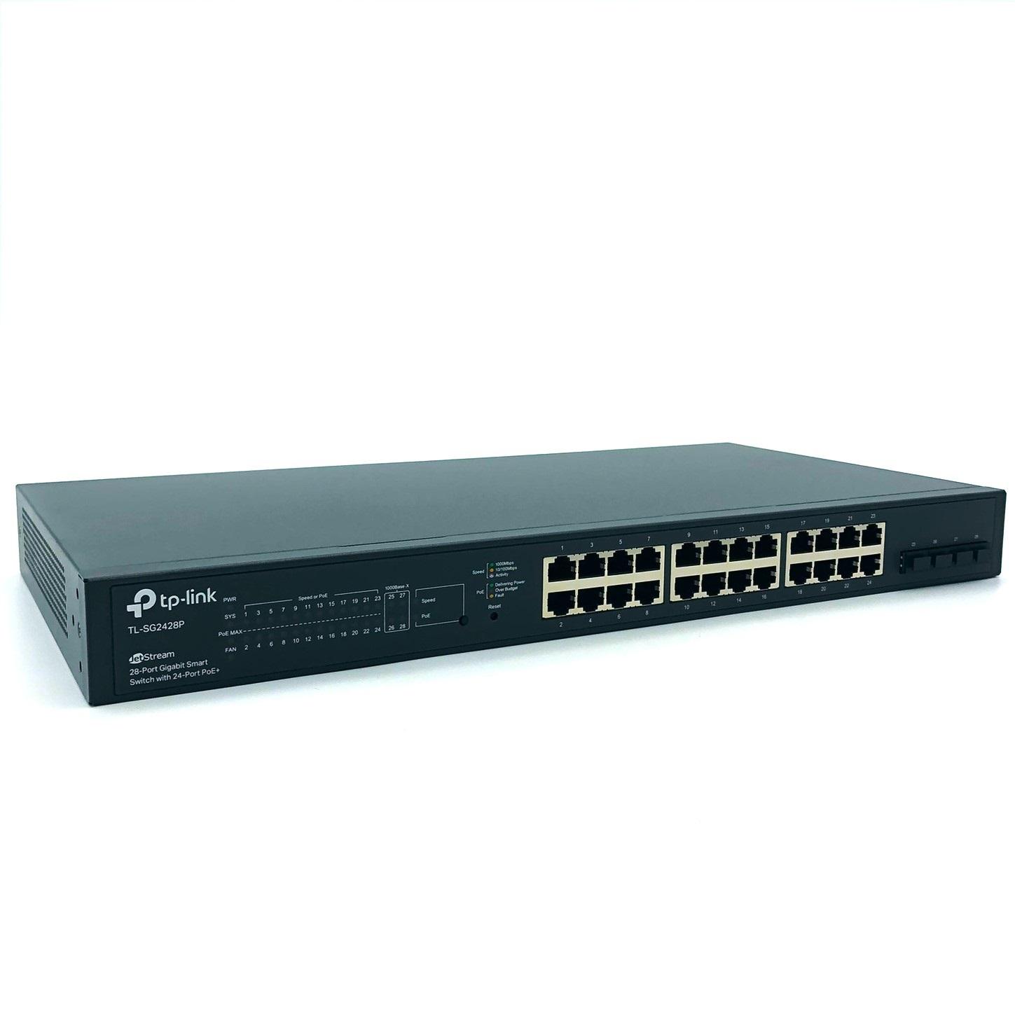 TP-Link JetStream TL-SG2428P - Switch - smart - 24 x 10/100/1000 (PoE+) + 4 x SFP - monterbar på stativ - PoE+ (250 W)