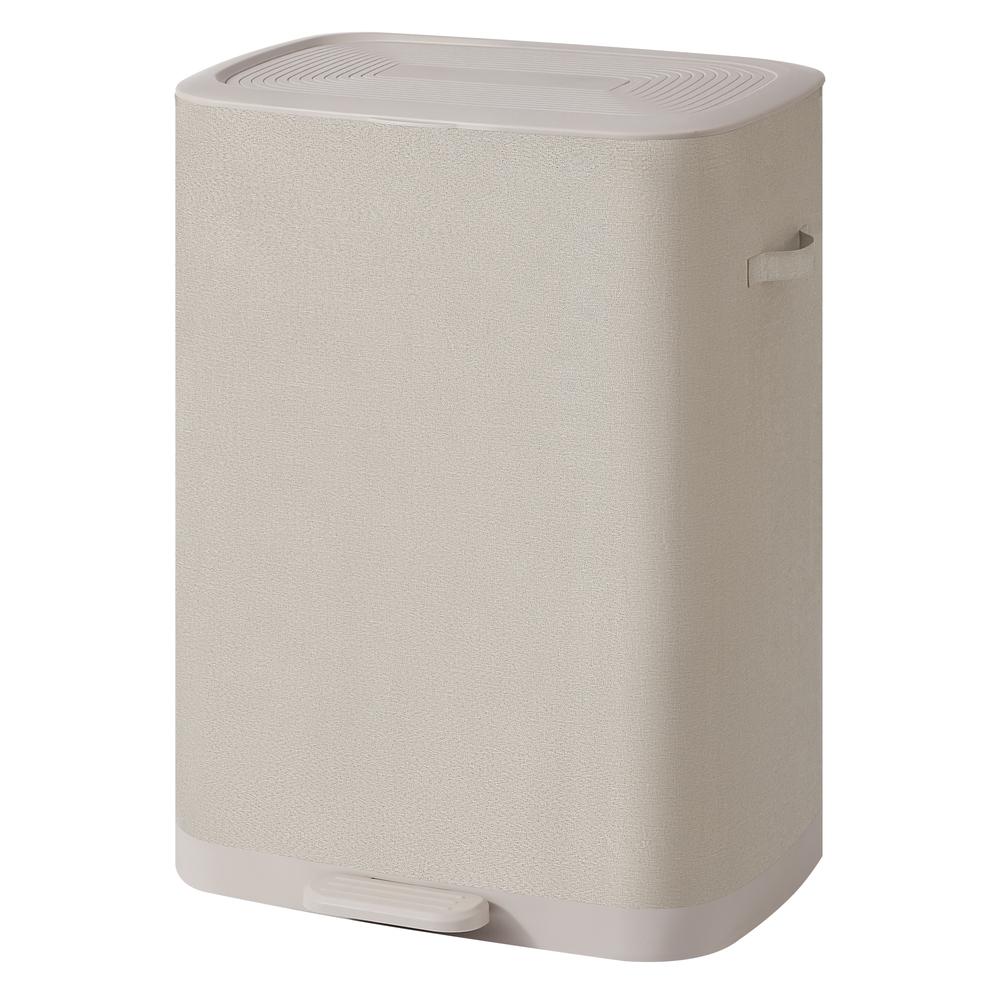 Vasketøjskurv med låg 160 l, 2 rum og udtagelige inderposer - beige