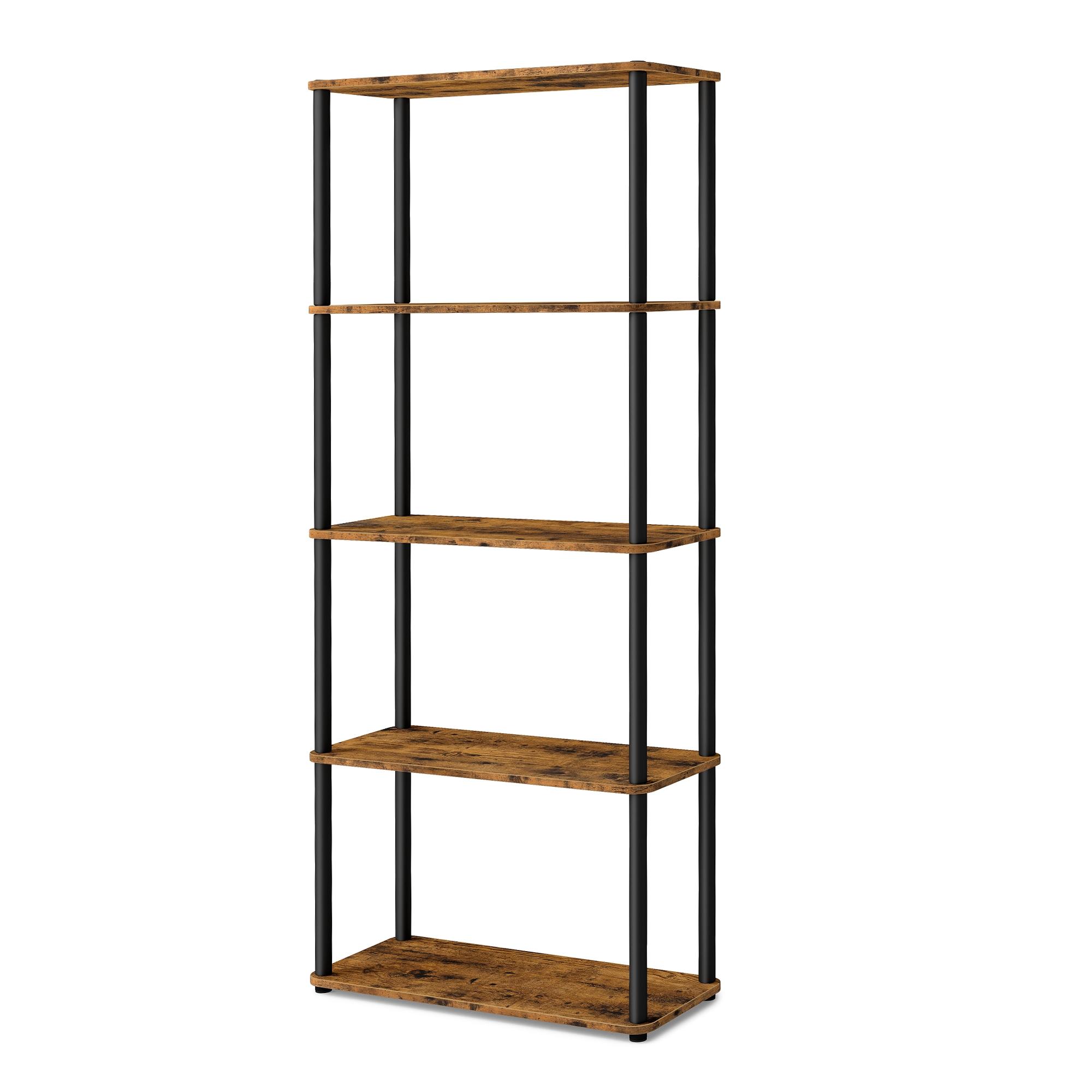 Bogreol med 5 hylder 139 x 60 x 23,8 cm - rustik brun og sort