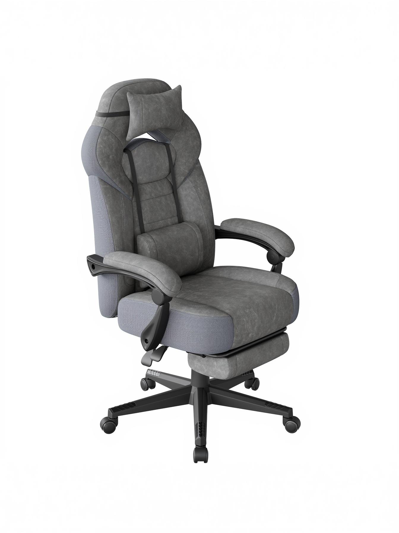 Gamingstol med fodstøtte og ergonomisk design 150 kg - skifergrå