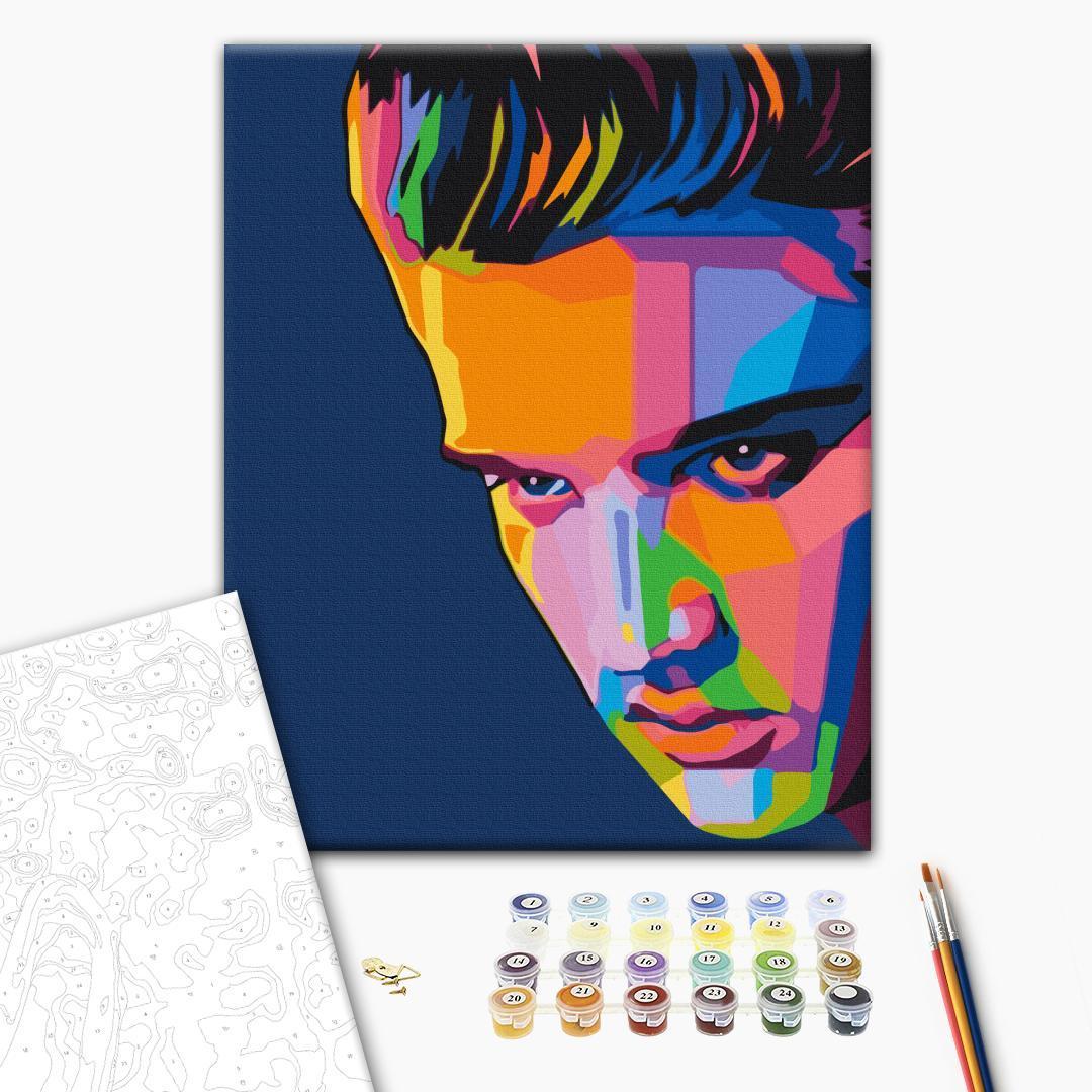 Mal efter tal billede Farverig Elvis 40 x 50 cm