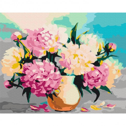 Mal selv billede med blomster i vase 50 x 40 cm