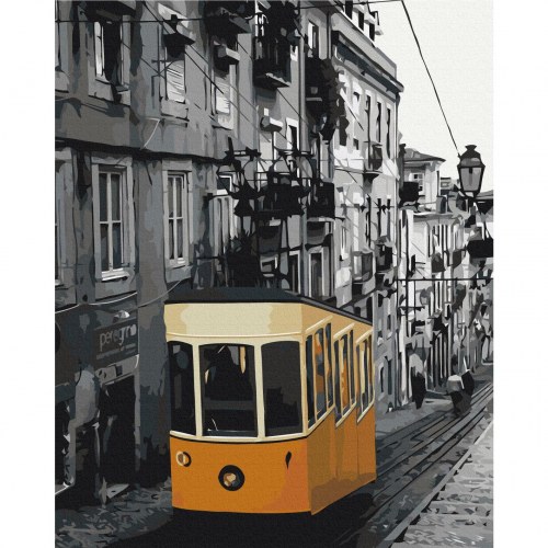 Mal efter tal billede Sporvogn i Lissabon 40 x 50 cm