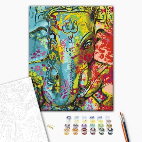 Mal selv billede - Farverig Ganesha 40 x 50 cm