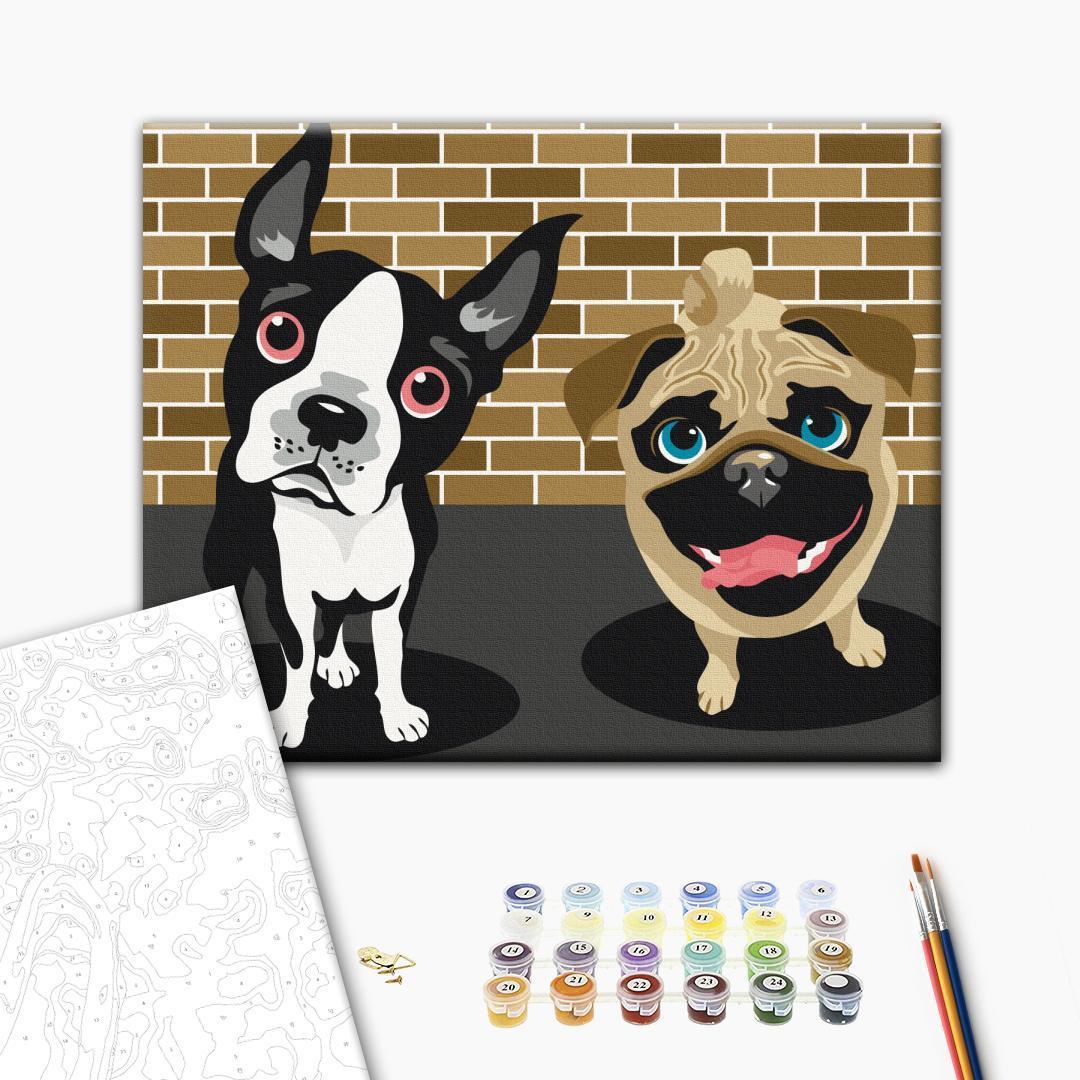 Mal efter tal Cute Dogs 50 x 40 cm