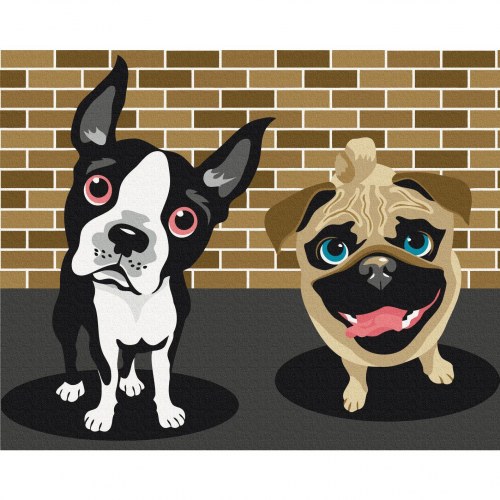 Mal efter tal Cute Dogs 50 x 40 cm