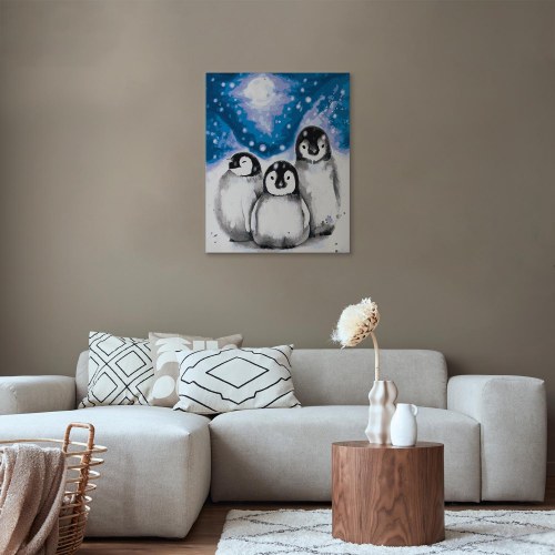 Mal efter tal billede Tre pingviner 40 x 50 cm
