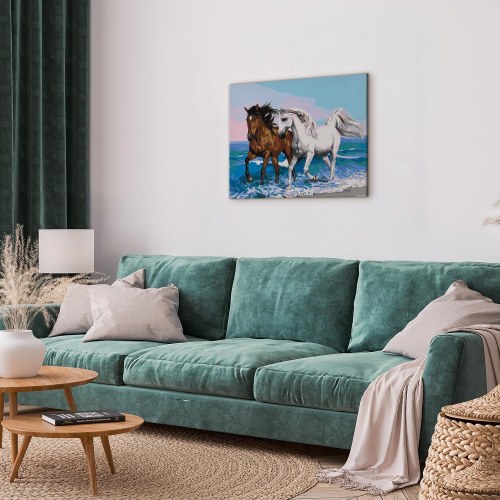 Mal selv billede Heste ved havet 50 x 40 cm