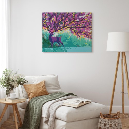 Mal efter tal med lilla hjort 50 x 40 cm