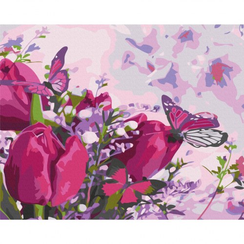 Mal efter tal billede Tulipaner på eng 50 x 40 cm