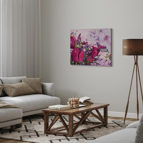 Mal efter tal billede Tulipaner på eng 50 x 40 cm