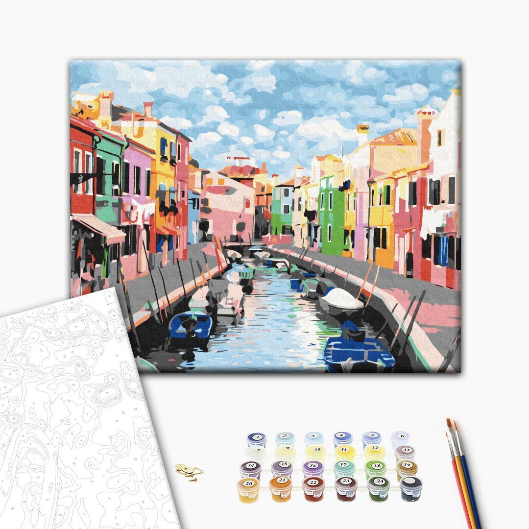 Mal selv billede Houses in Burano 50 x 40 cm