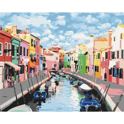Mal selv billede Houses in Burano 50 x 40 cm