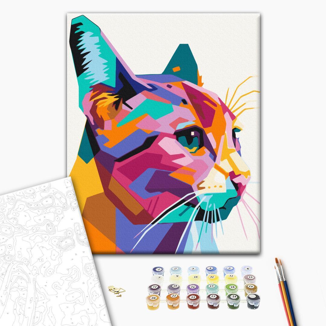Mal efter tal billede Geometrisk Kat 40 x 50 cm