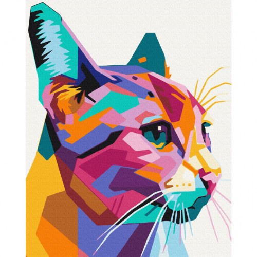Mal efter tal billede Geometrisk Kat 40 x 50 cm
