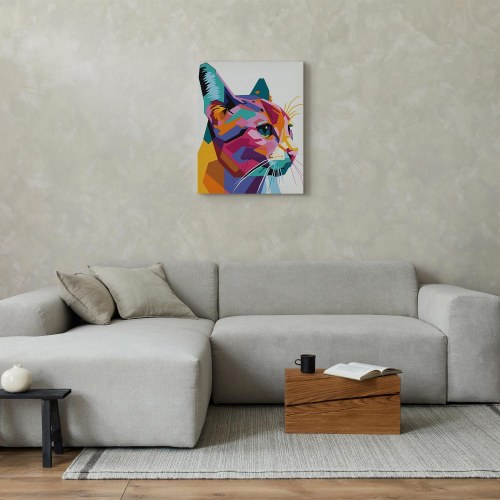 Mal efter tal billede Geometrisk Kat 40 x 50 cm