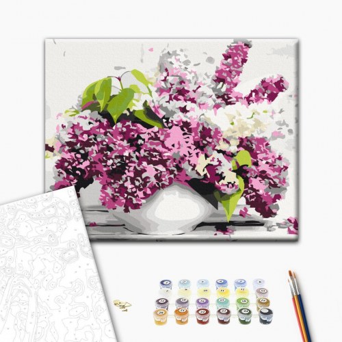 Mal selv billede med tal - Vase og blomster 50 x 40 cm