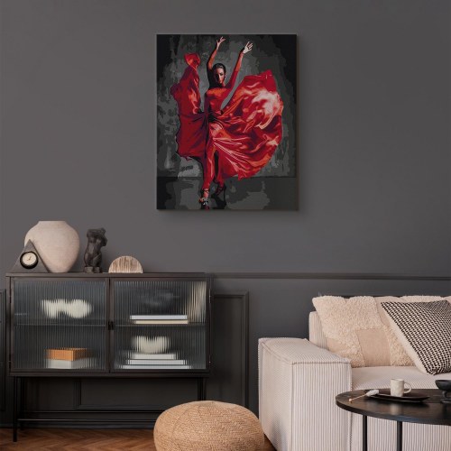 Mal efter tal billede Rød Kjole 40 x 50 cm