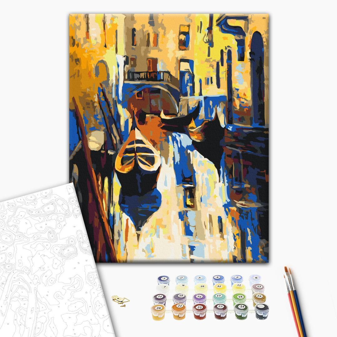 Mal efter tal billede Venedig med gondoler 40 x 50 cm