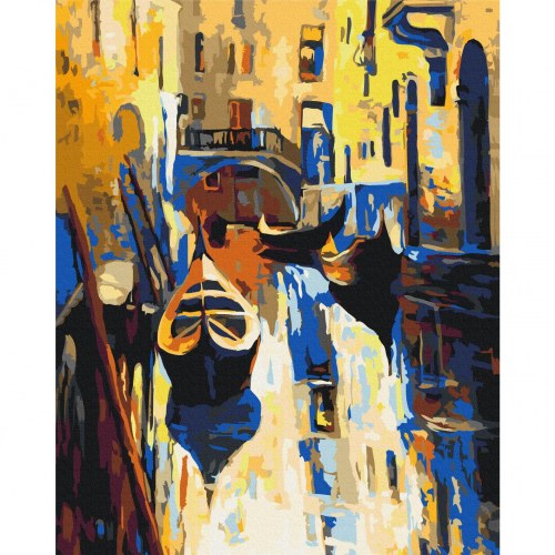 Mal efter tal billede Venedig med gondoler 40 x 50 cm
